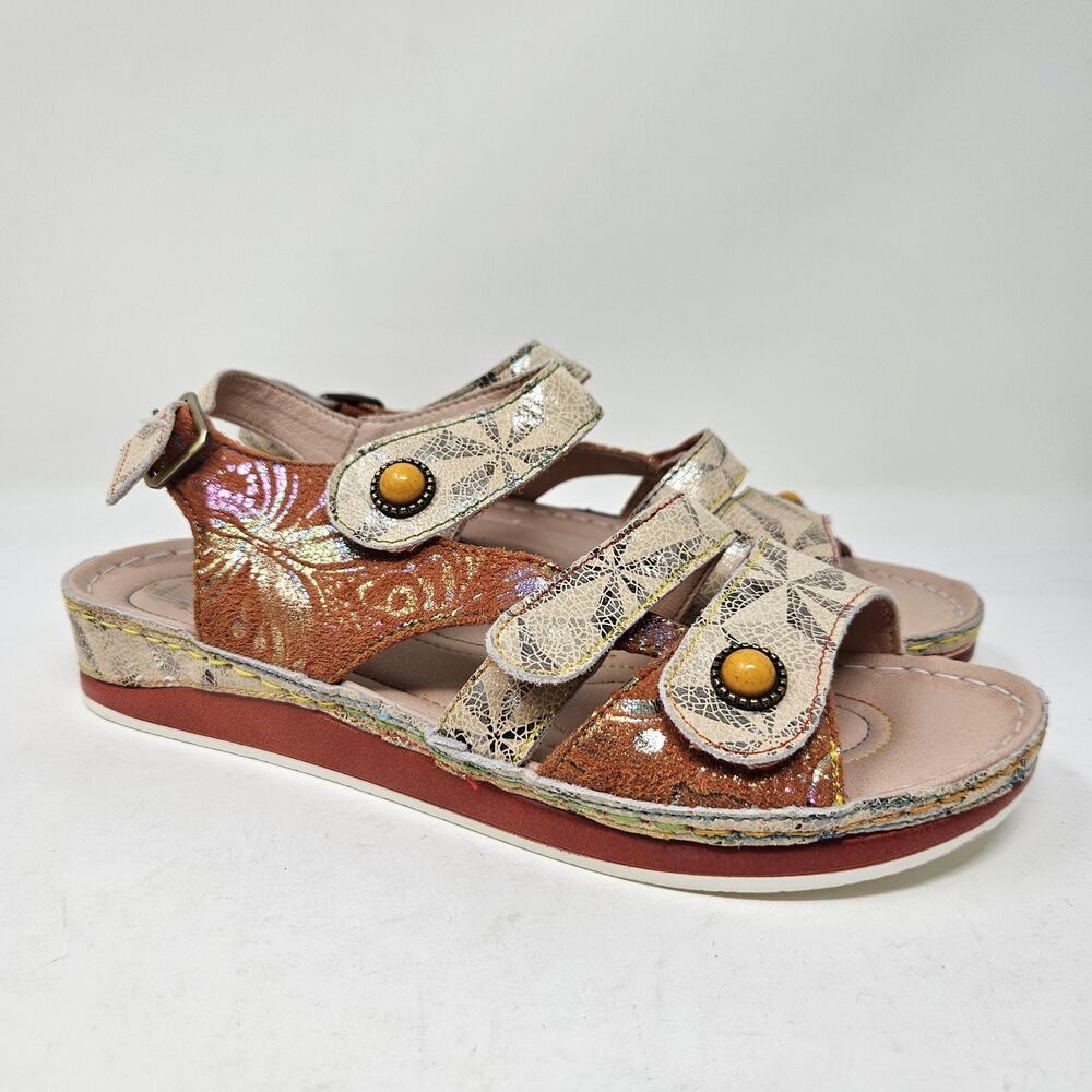 L’Artiste Spring Step Womens Shoes 9 40 Payoka Wedges sandals Beige Orange